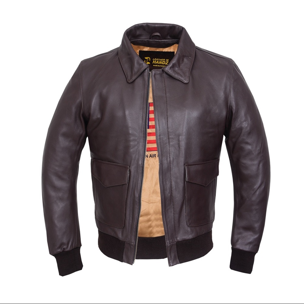 Men cowhide leather Pilot bomber jacket NWT